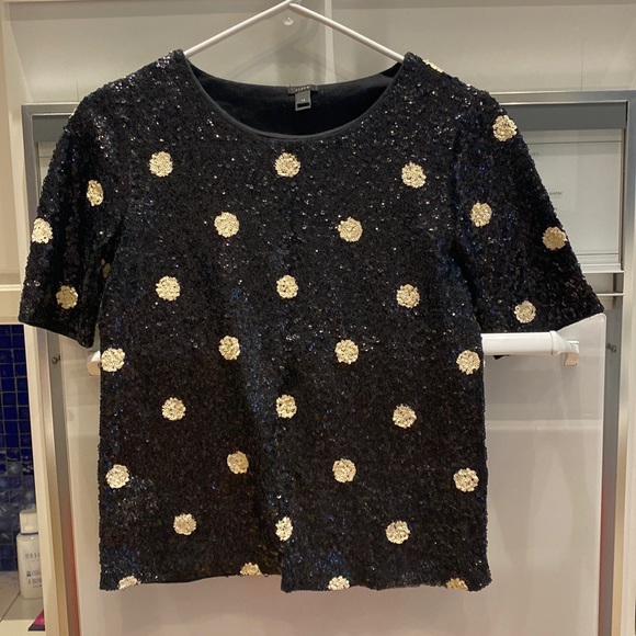 J crew sequined crop t shirt - Picture 1 of 5
